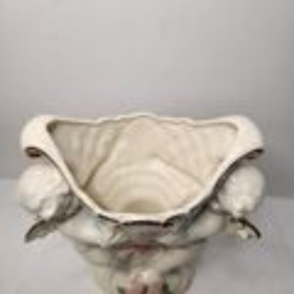 Ceramic Cherub Planter Vase with Gold Accents & Delicate Floral Design - Picture 7 of 8